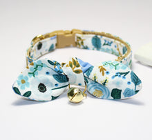 Load image into Gallery viewer, Rifle Paper Blue Wildflower Spring Collar and Bunny Bow