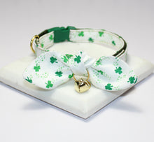 Load image into Gallery viewer, Ditsy Clover Cat Collar and Bunny Bow