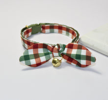 Load image into Gallery viewer, Holiday Plaid Cat Collar and Bunny Bow