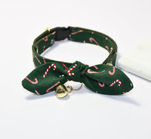 Load image into Gallery viewer, Candy Cane Cat Collar and Bunny Bow