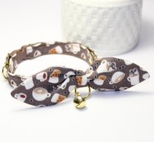 Load image into Gallery viewer, Mocha Cat and Kitten Collar with Bow and Bell