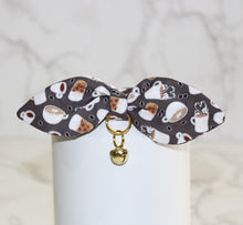 Load image into Gallery viewer, Mocha Cat and Kitten Collar with Bow and Bell