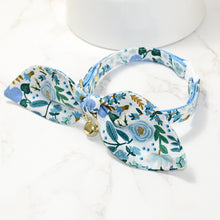 Load image into Gallery viewer, Rifle Paper Blue Wildflower Spring Collar and Bunny Bow