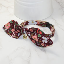 Load image into Gallery viewer, Rifle Paper Wild Rose Burgundy Collar and Bunny Bow