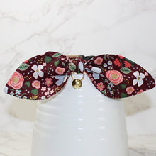 Load image into Gallery viewer, Rifle Paper Wild Rose Burgundy Collar and Bunny Bow