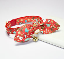 Load image into Gallery viewer, Red Old Fashioned Christmas Cat Collar and Bunny Bow