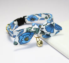 Load image into Gallery viewer, Blue Poppy Cat Collar and Bunny Bow
