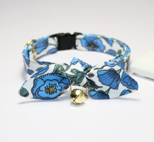Load image into Gallery viewer, Blue Poppy Cat Collar and Bunny Bow
