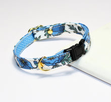 Load image into Gallery viewer, Blue Poppy Cat Collar and Bunny Bow
