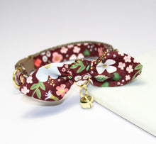 Load image into Gallery viewer, Rifle Paper Wild Rose Burgundy Collar and Bunny Bow
