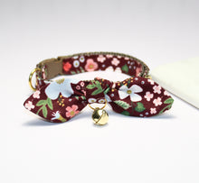 Load image into Gallery viewer, Rifle Paper Wild Rose Burgundy Collar and Bunny Bow
