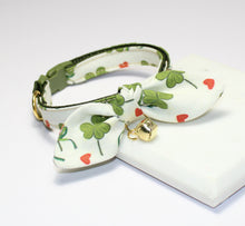 Load image into Gallery viewer, Clover Heart Cat Collar and Bunny Bow
