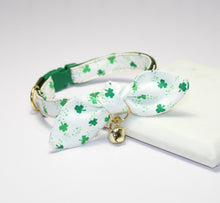 Load image into Gallery viewer, Ditsy Clover Cat Collar and Bunny Bow
