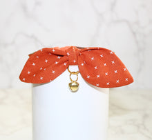 Load image into Gallery viewer, Fall Rustic Orange Cat and Kitten Collar with Bow and Bell
