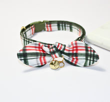Load image into Gallery viewer, Christmas Plaid Cat Collar and Bunny Bow
