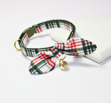 Load image into Gallery viewer, Christmas Plaid Cat Collar and Bunny Bow

