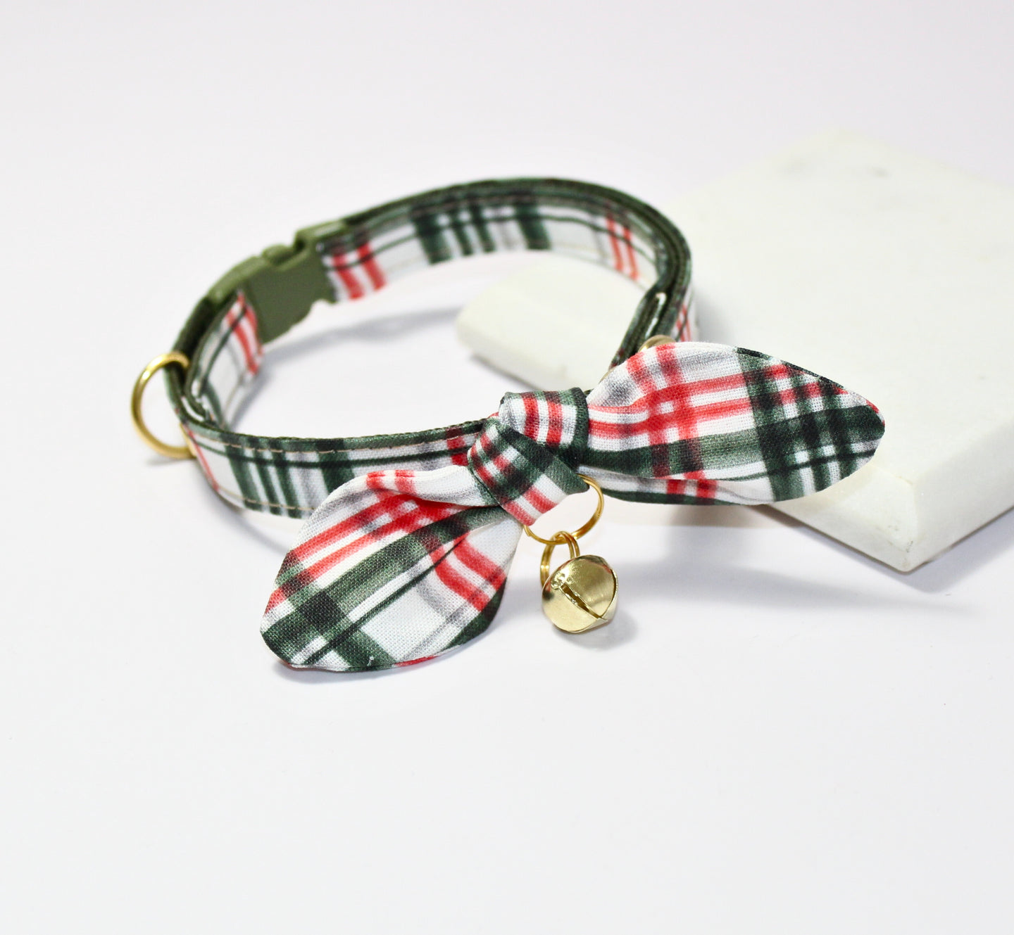 Christmas Plaid Cat Collar and Bunny Bow
