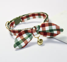 Load image into Gallery viewer, Holiday Plaid Cat Collar and Bunny Bow
