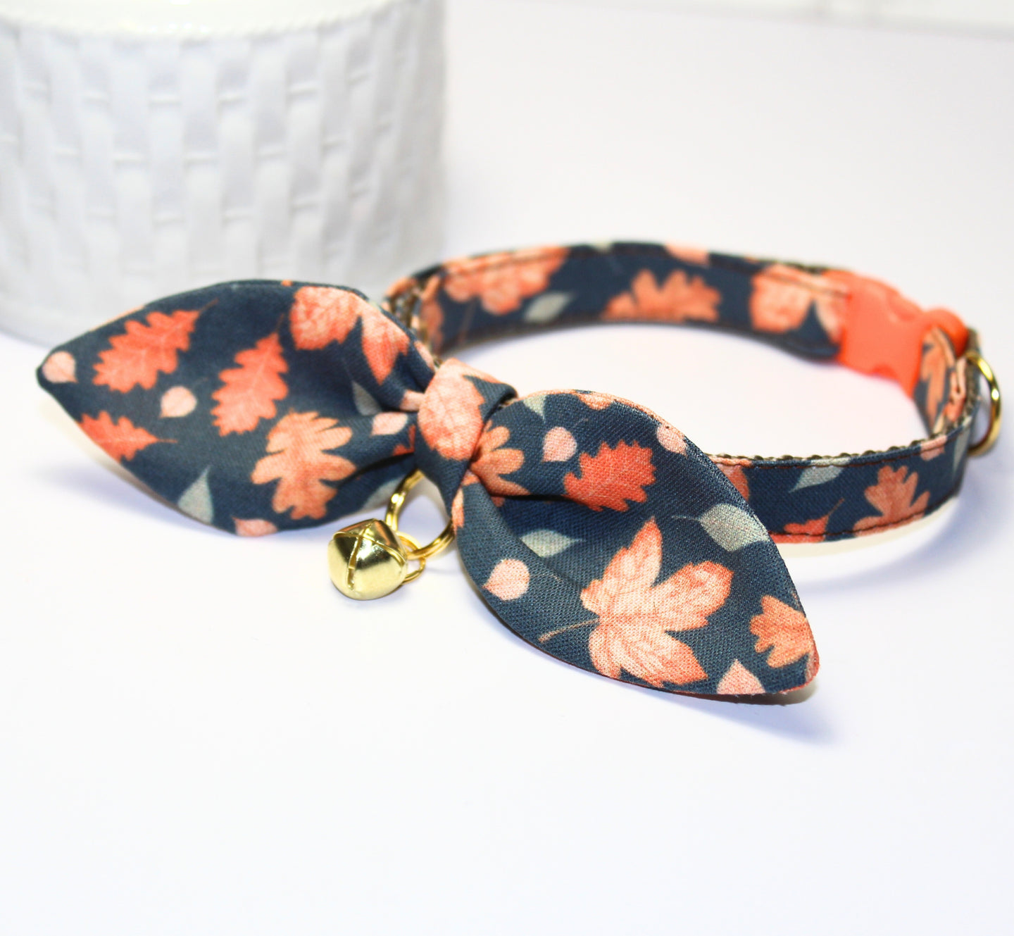 Falling Autumn leaves Cat and Kitten Collar with Bow and Bell