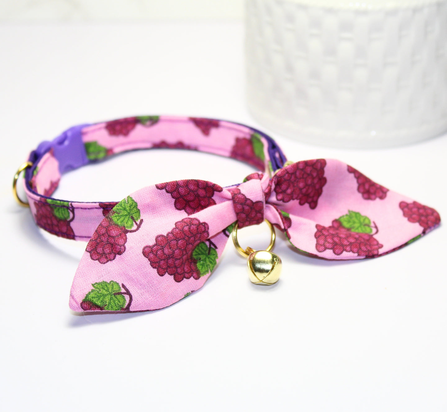 Grapes Cat and Kitten Collar with Bow and Bell