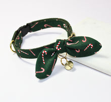 Load image into Gallery viewer, Candy Cane Cat Collar and Bunny Bow
