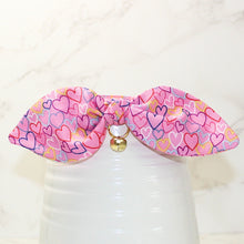 Load image into Gallery viewer, Pink Hearts Collar and Bunny Bow
