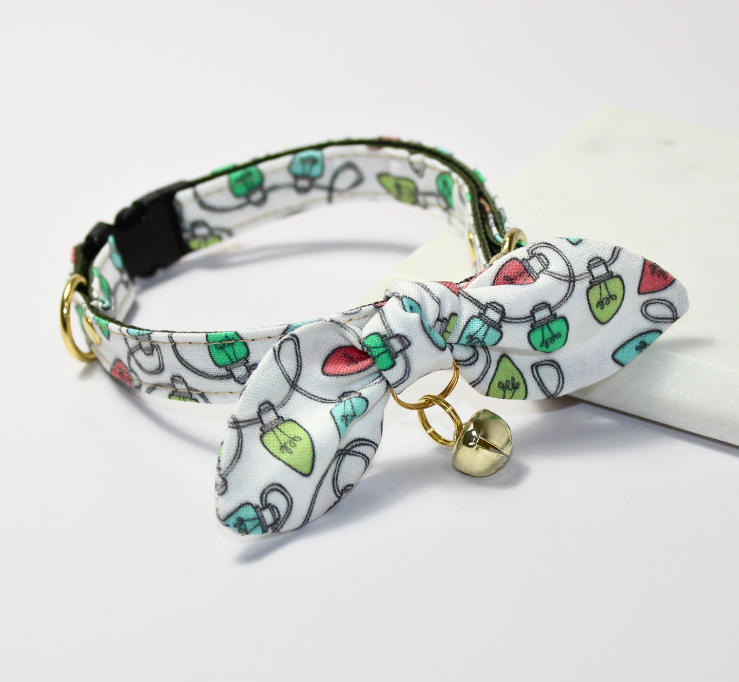 Christmas Lights Cat Collar and Bunny Bow