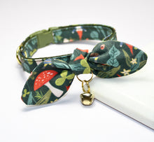 Load image into Gallery viewer, Woodland Mushrooms Cat Collar and Bunny Bow
