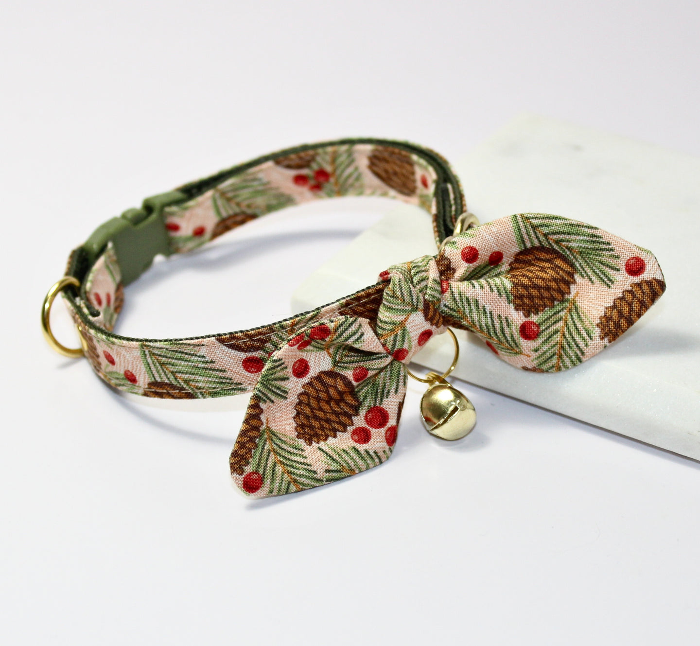 Christmas Pine Cat Collar and Bunny Bow