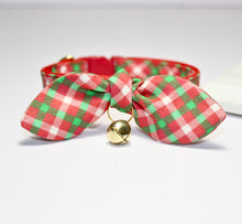 Load image into Gallery viewer, Red Plaid Christmas Cat Collar and Bunny Bow
