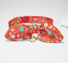 Load image into Gallery viewer, Red Old Fashioned Christmas Cat Collar and Bunny Bow
