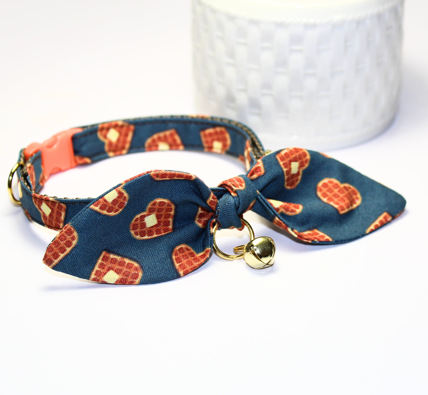 Waffles Cat and Kitten Collar with Bow and Bell