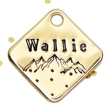 Load image into Gallery viewer, Mountain Scene Hand Stamped Pet id Tag
