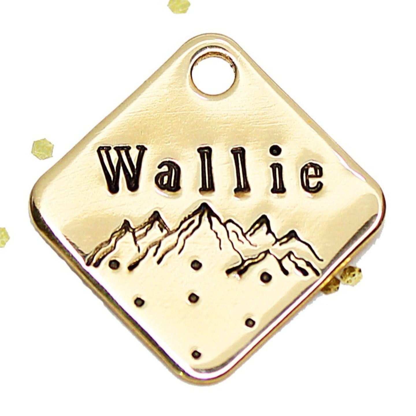 Mountain Scene Hand Stamped Pet id Tag