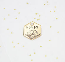 Load image into Gallery viewer, Poppy Floral Hexagon Dog &amp; Cat ID Tag
