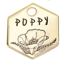 Load image into Gallery viewer, Poppy Floral Hexagon Dog &amp; Cat ID Tag
