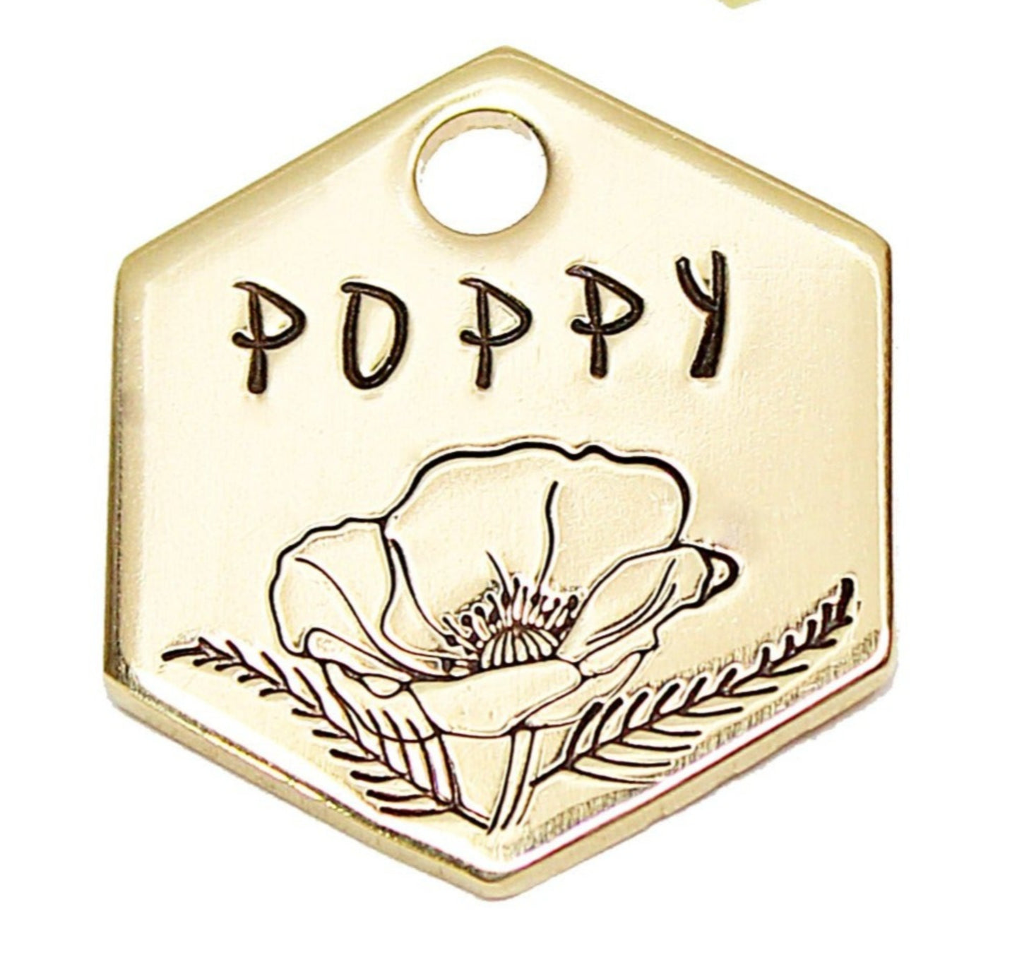 Poppy Floral Hexagon Dog & Cat ID Tag