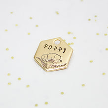 Load image into Gallery viewer, Poppy Floral Hexagon Dog &amp; Cat ID Tag
