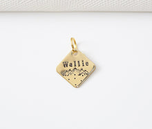 Load image into Gallery viewer, Mountain Scene Hand Stamped Pet id Tag
