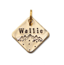 Load image into Gallery viewer, Mountain Scene Hand Stamped Pet id Tag
