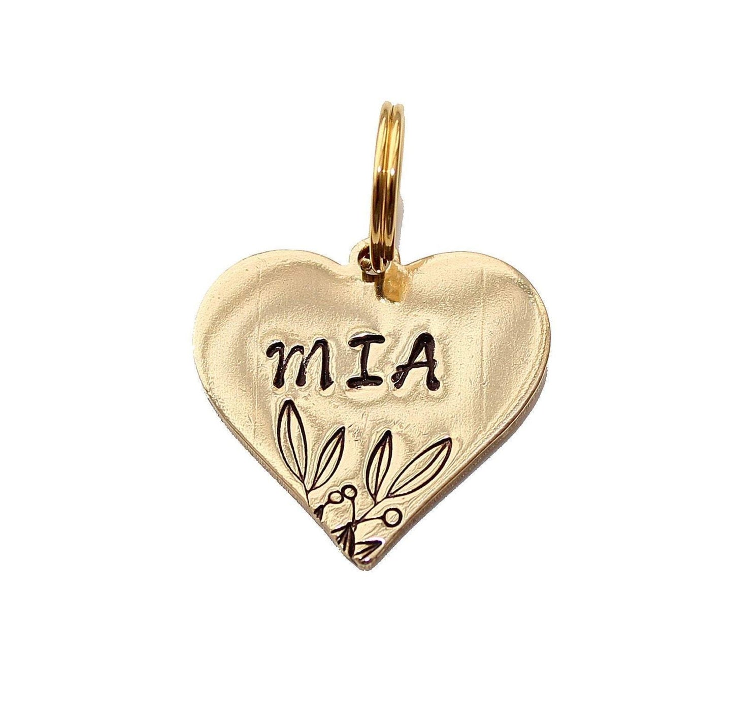 Floral Heart Shaped stamped Pet ID Tag